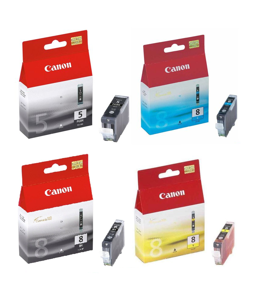 Genuine Canon PGI-5Bk & CLI-8Bk CLI-8C CLI-8Y ink cartridges - VAT included