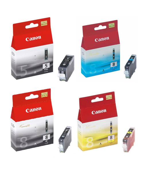 Genuine Canon PGI-5Bk & CLI-8Bk CLI-8C CLI-8Y ink cartridges - VAT included