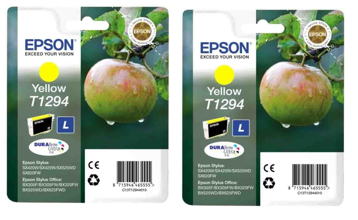 2x Genuine EPSON T1294 Yellow Ink Cartridges (T1294) - FREE UK DELIVERY!