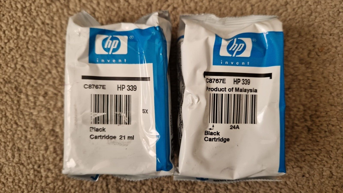 2x Genuine HP 339 Black Ink Cartridges - (C8767E) FREE UK DELIVERY!
