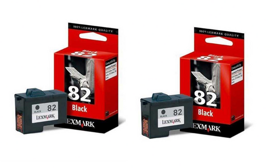 2x Genuine Lexmark 82 Black Ink Cartridges (18L0032E) - FREE UK DELIVERY - VAT