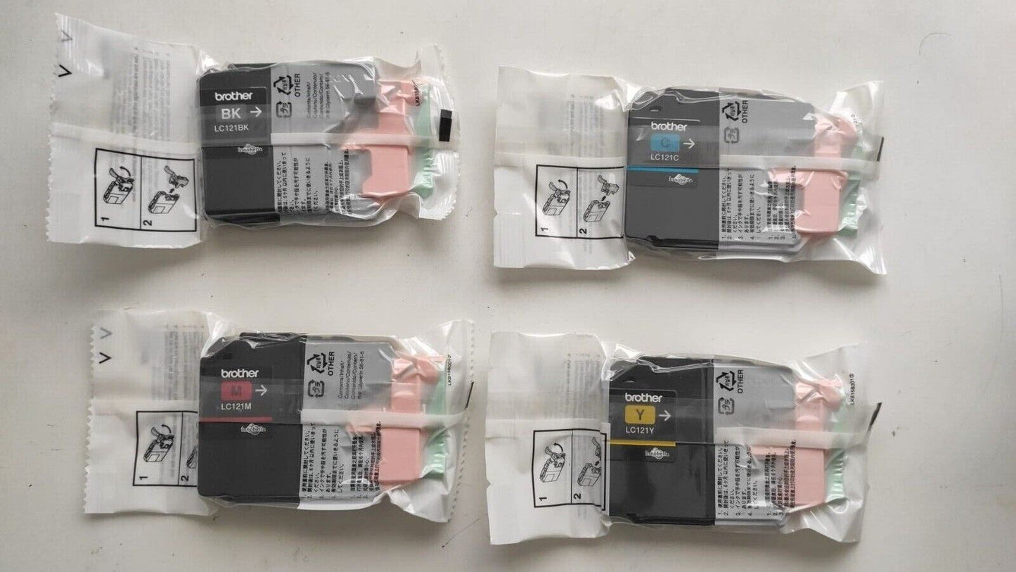 Genuine Brother LC121 Black Cyan Magenta Yellow Ink Cartridges - FREE DELIVERY