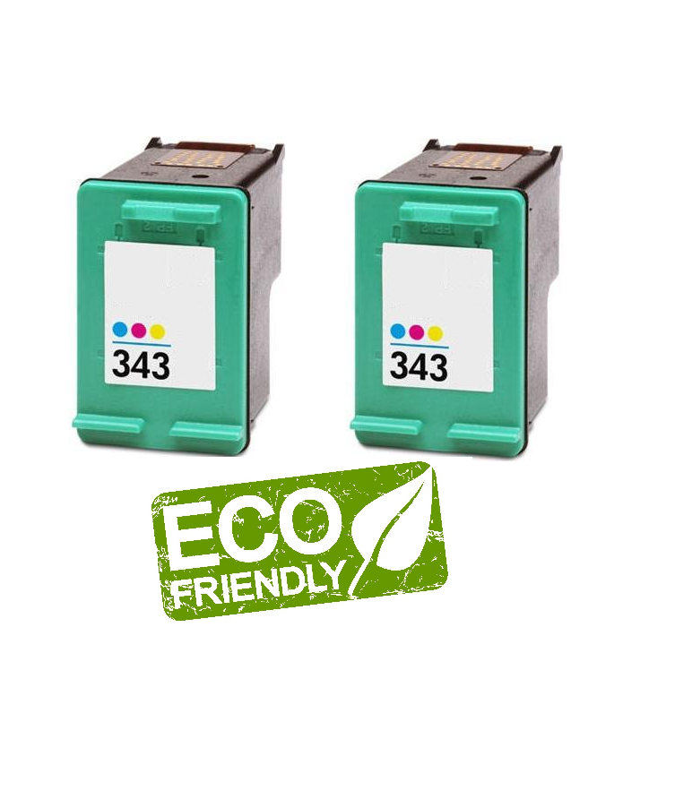 2x HP 343 Remanufactured Ink Cartridges - FREE UK DELIVERY! - VAT inc.