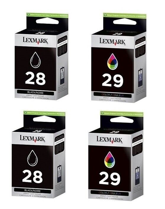 4x Lexmark 28 Black & Lexmark 29 Colour ink Cartridges - FREE DELIVERY  VAT