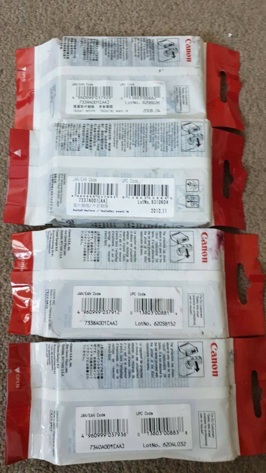 Genuine Canon BCI-1201 set of 4 ink cartridges for N1000/2000 BIJ 1000/2000