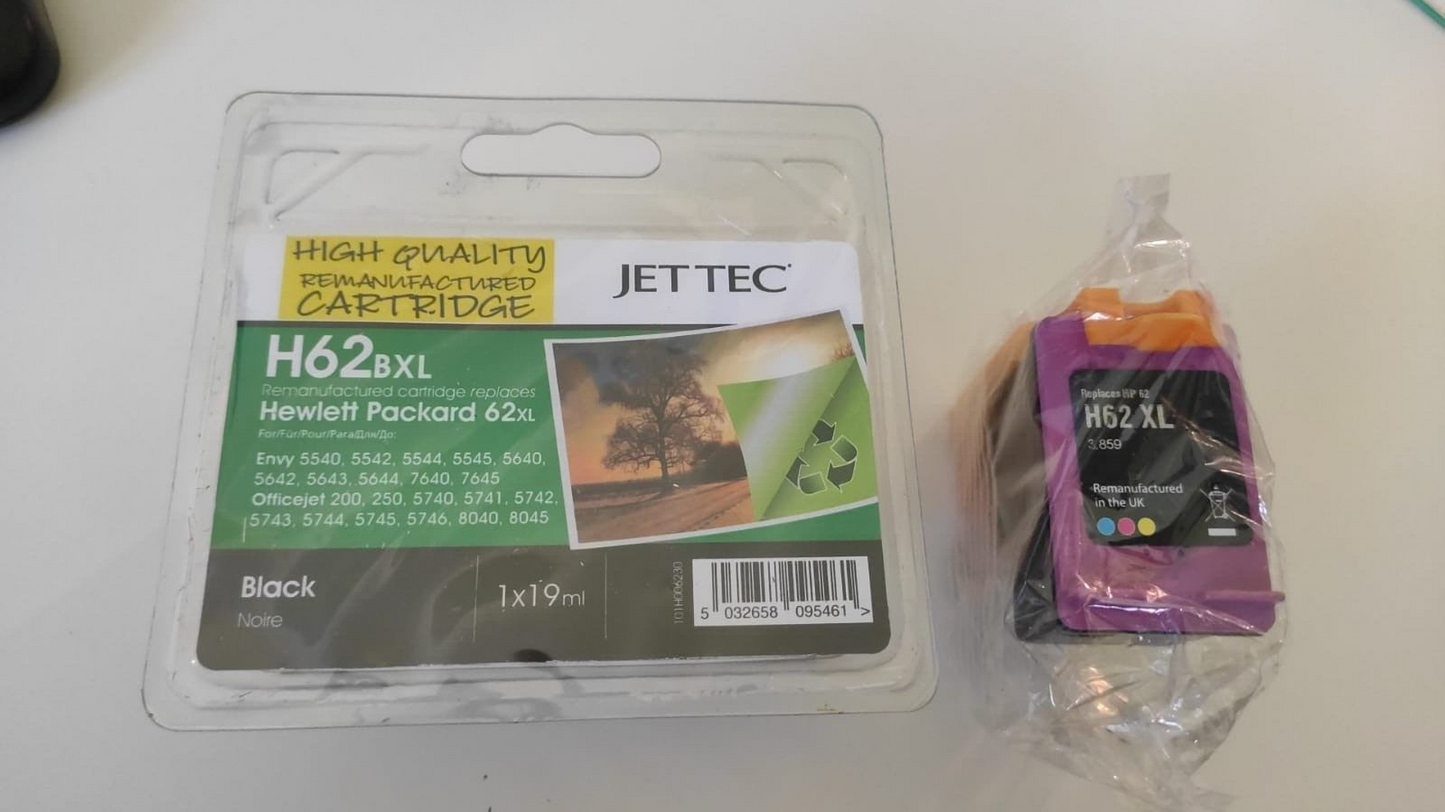 Refilled  Black & Colour Ink Cartridges for HP 62XL - FREE UK DELIVERY!