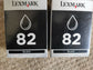 Lexmark 82 x 2 Genuine Black Ink Cartridges 18L0032 - FREE DELIVERY -    VAT inc