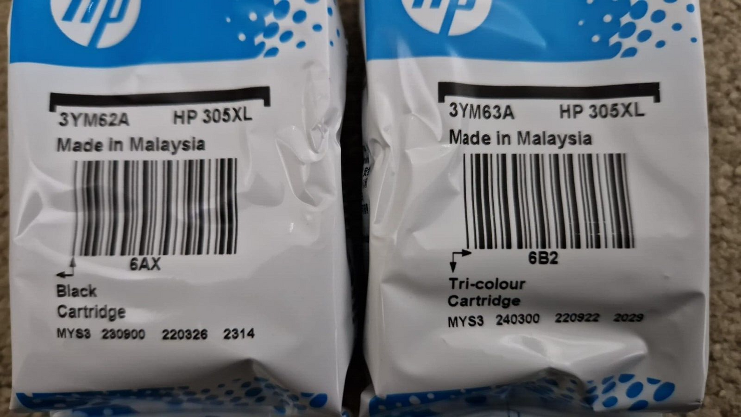 Genuine HP 305XL Black & Colour Ink Cartridges (3YM62AE + 3YM63AE) FREE DELIVERY