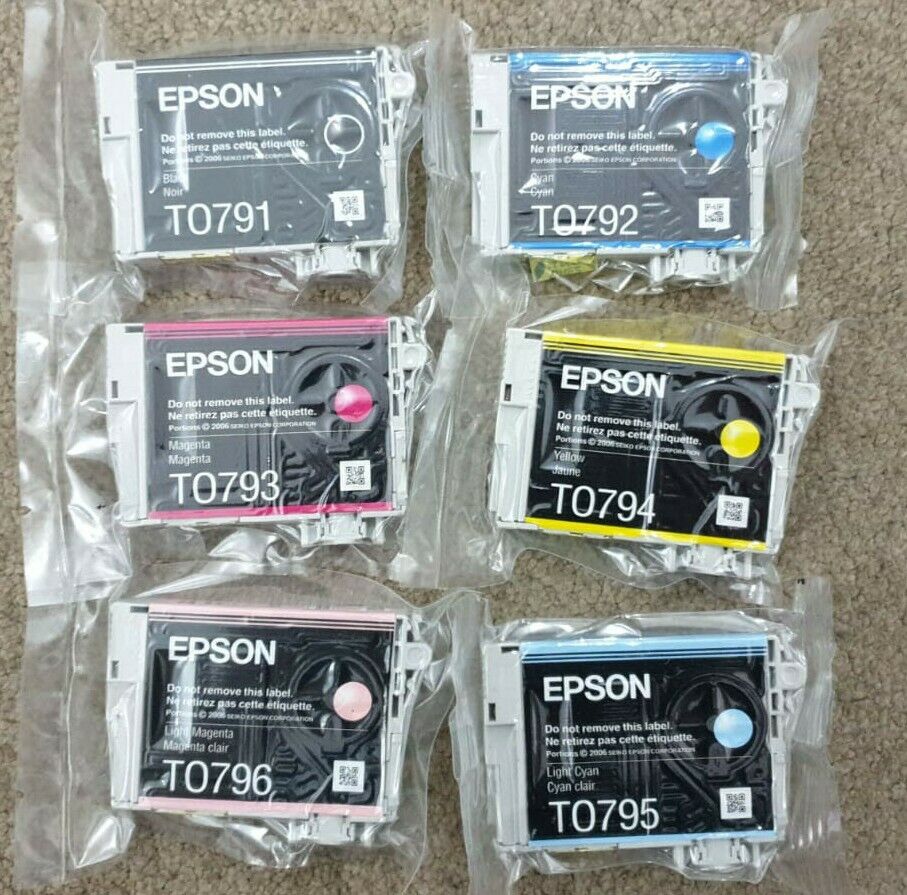 Genuine EPSON set of 6 Ink Cartridges T0791 T0792 T0793 T0794 T0795 T0796 - VAT