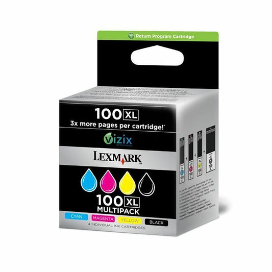 Genuine Lexmark 100XL Black, Cyan, Magenta Yellow Ink Cartridges - FREE DELIVERY