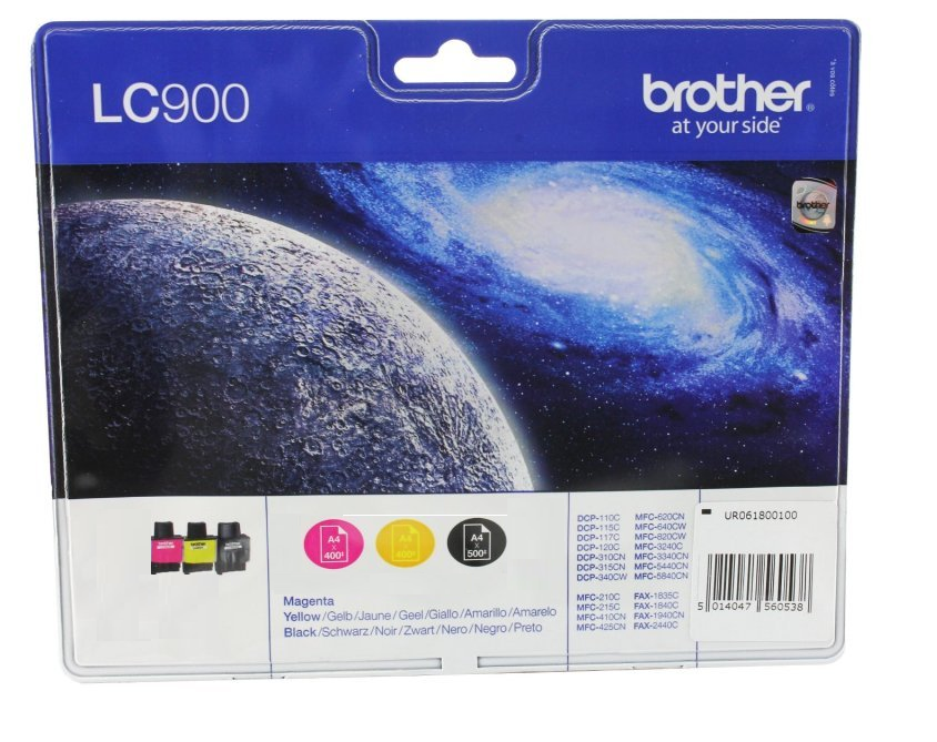 3x Genuine Brother LC900 Black Magenta Yellow Ink Cartridges (no Cyan) - VAT inc