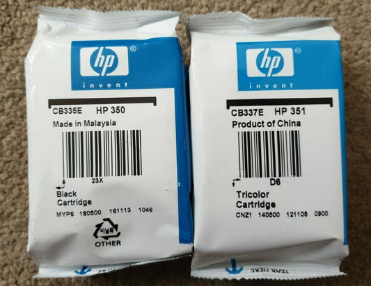 Genuine HP 350 & HP 351 Black and tri-colour ink Cartridges - (CB335E + CB337E)