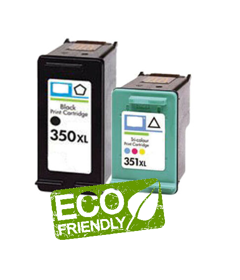 HP 350XL + 351XL Black & Colour Remanufactured Ink Cartridges - FREE UK DELIVERY