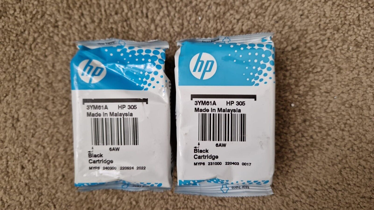 2x Genuine HP 305 Black Ink Cartridges - FREE UK DELIVERY! - VAT included